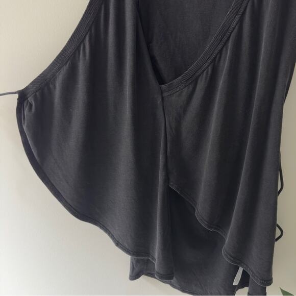 Daily Practice by Anthropologie Montauk V-Neck Dress Black Wrap Mini Cotton Tie - Picture 7 of 15
